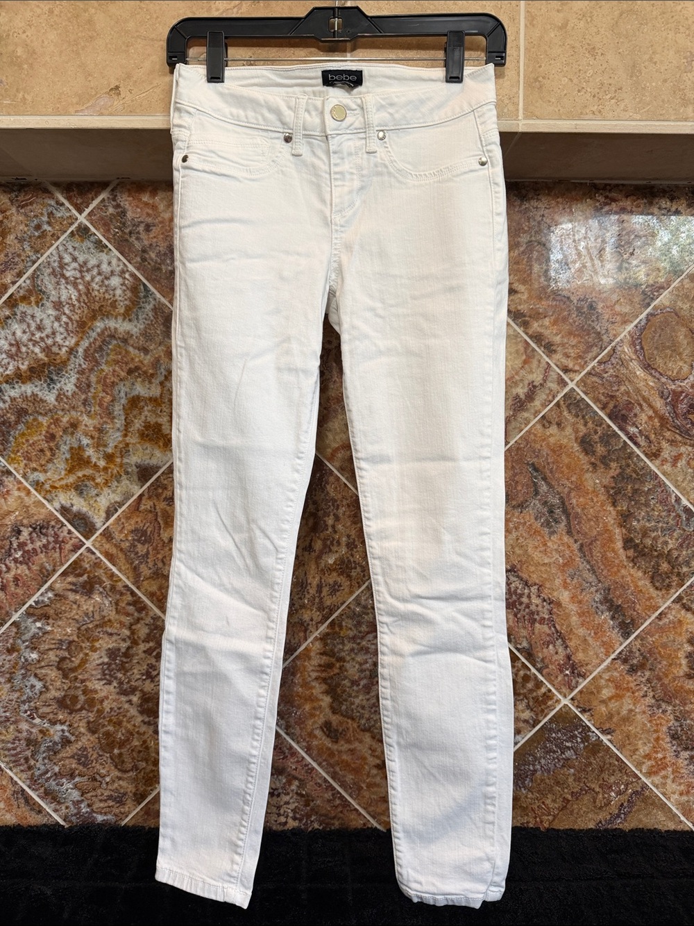 Bebe White Skinny Jeans Stretch Denim Made in USA Size 26